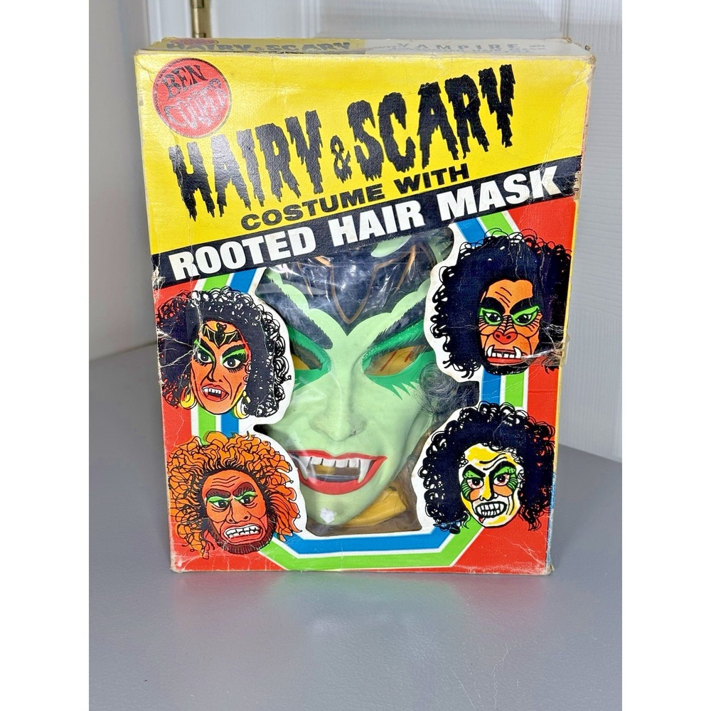 Ben Cooper Hairy & Scary Halloween Mask Costume - Rooted Hair Witch Vampire 1978